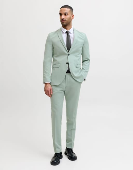 Jack & Jones americana de botonadura sencilla y pantalón de traje en verde iceberg, 3 de 7
