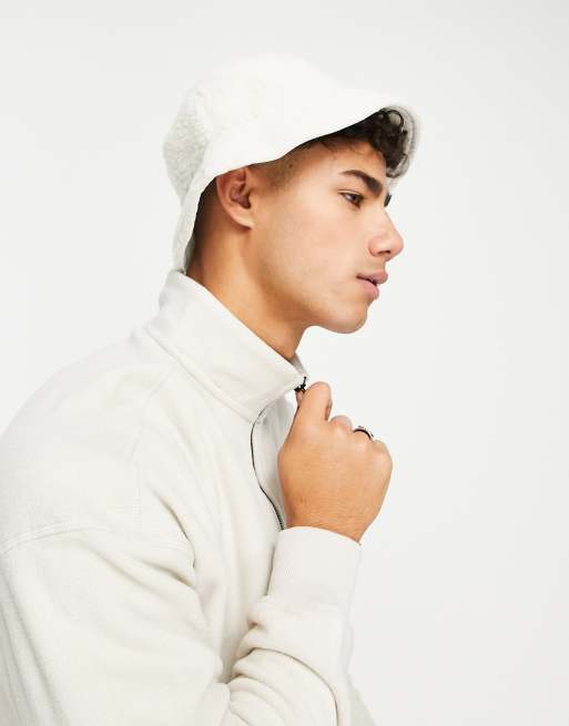 Jack & Jones – Anglerhut zum Wenden aus Teddyfell in Hellbeige mit Etikettlogo, 4 von 4