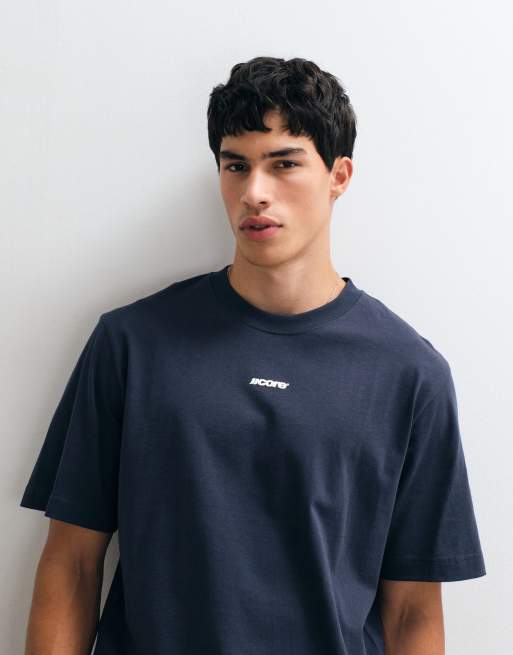 Jack & Jones athletic club script backprint t-shirt in petrol blue, 5 of 5