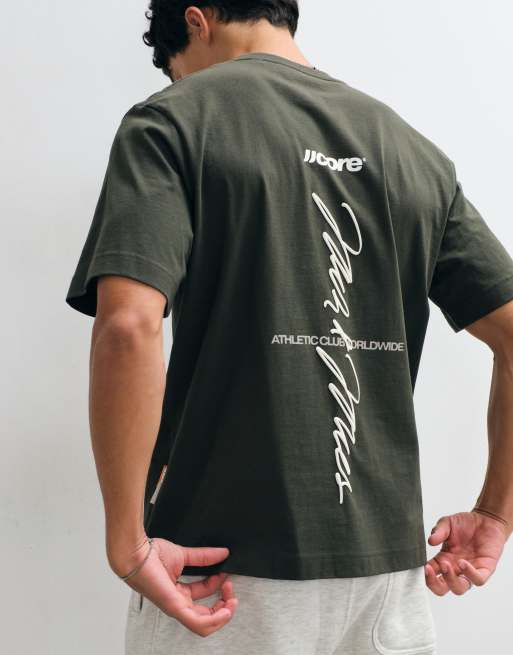 Jack & Jones athletic club script T-shirt met backprint in groen, 2 van 5