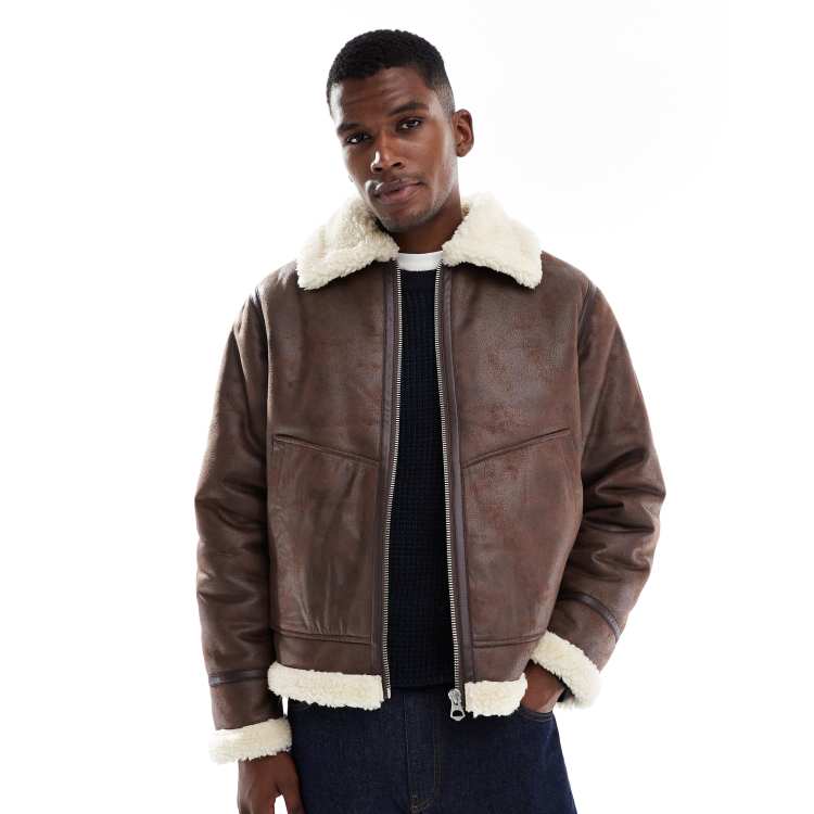Jack & Jones aviator jacket in chocolate brown | ASOS