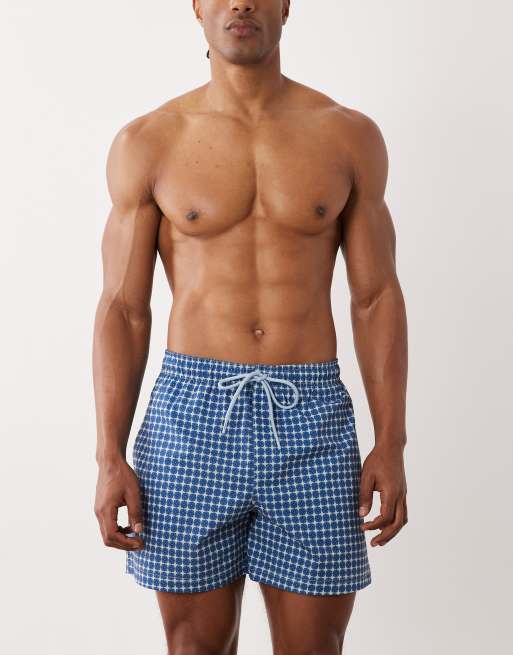 Jack & Jones – Badeshorts in Hellblau mit Kachelmuster, 2 von 5