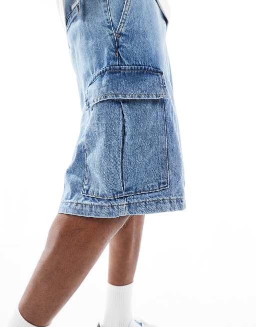 Jack & Jones baggy cargo denim shorts in light blue wash | ASOS