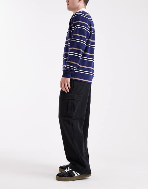 Jack & Jones baggy cargo trouser in black, 3 of 5