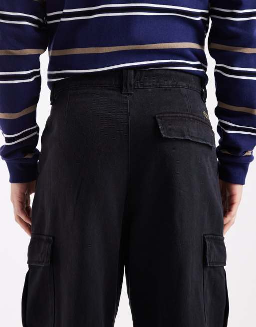 Jack & Jones baggy cargo trouser in black, 4 of 5
