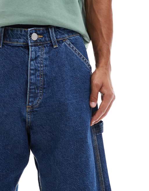 Jack & Jones - Baggy denim timmermans-short in middenblauwe wassing, 4 van 5