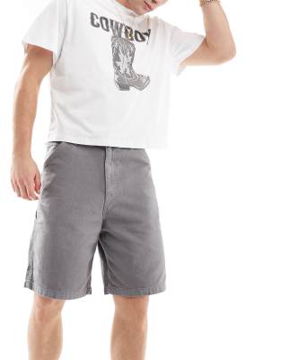 baggy fit carpenter shorts in gray