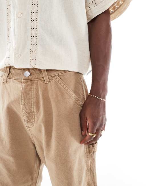 Jack & Jones baggy fit carpenter shorts in tan