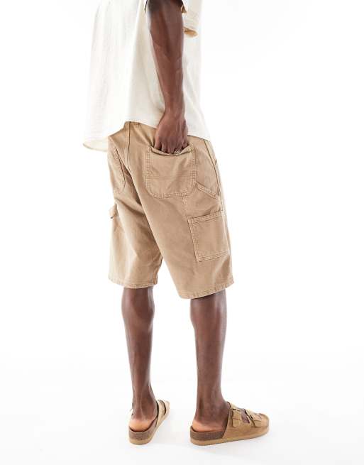 Jack & Jones baggy fit carpenter shorts in tan