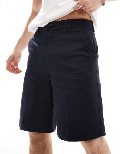 Jack & Jones baggy fit chino shorts in navy 
