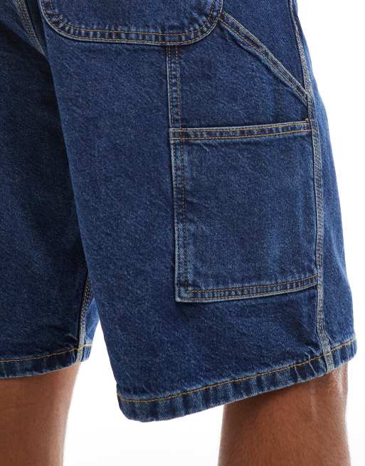 Jack & Jones baggy fit denim carpenter shorts in mid blue wash, 2 of 5