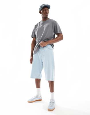 baggy fit denim shorts in light blue