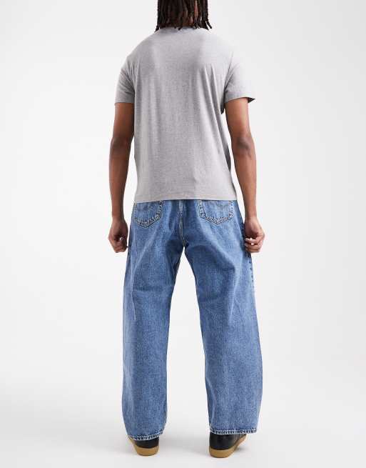 Jack & Jones baggy fit jeans with seam detail in mid blue, 2 of 5