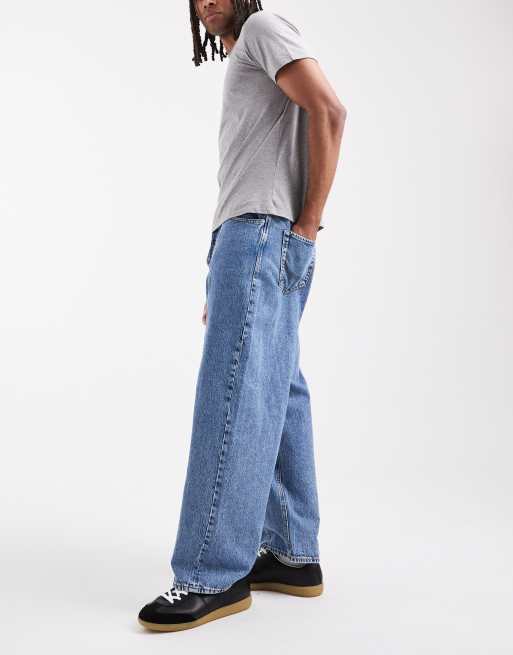 Jack & Jones baggy fit jeans with seam detail in mid blue, 3 of 5