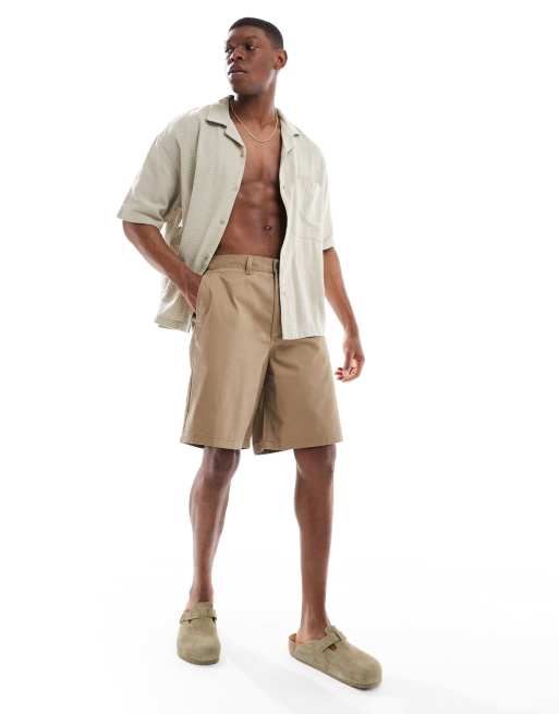Jack & Jones baggy heavy twill chino shorts in beige | ASOS