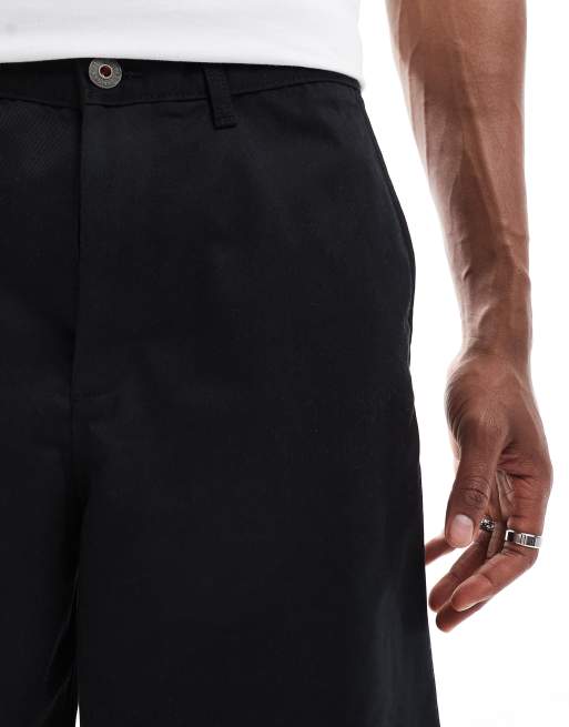 Jack & Jones baggy heavy twill chino short in black 