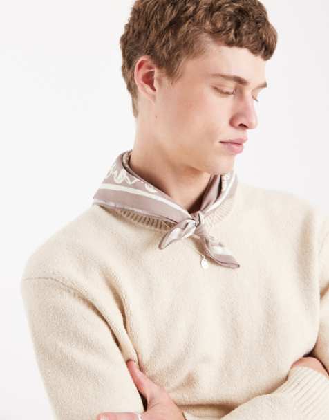 Jack & Jones bandana print scarf in beige - view 1