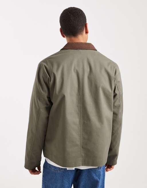 Jack & Jones barn jacket in khaki green, 3 of 5