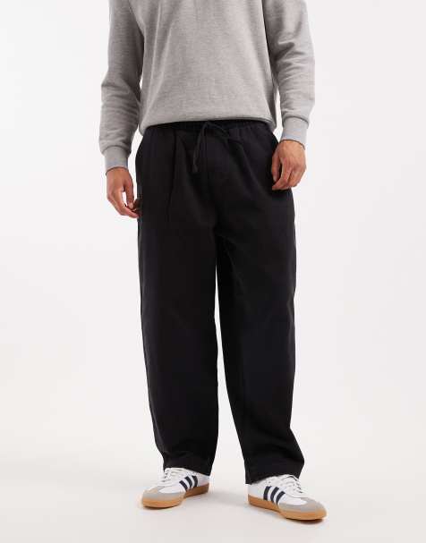 Jack & Jones barrel fit drawstring trouser in black