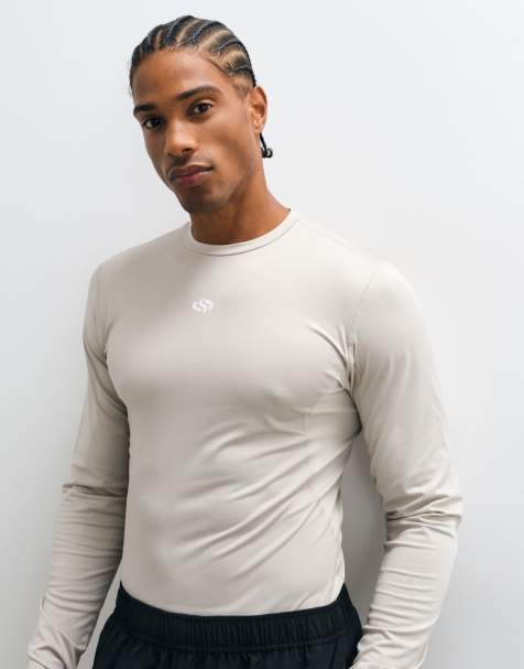 Jack & Jones base layer sportiva a maniche lunghe in jersey, bianco sporco - view 1