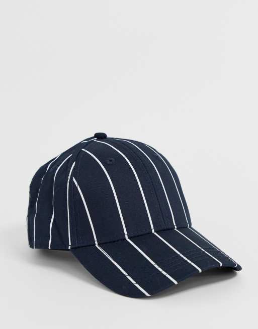 Jack & Jones baseball cap in pinstripe