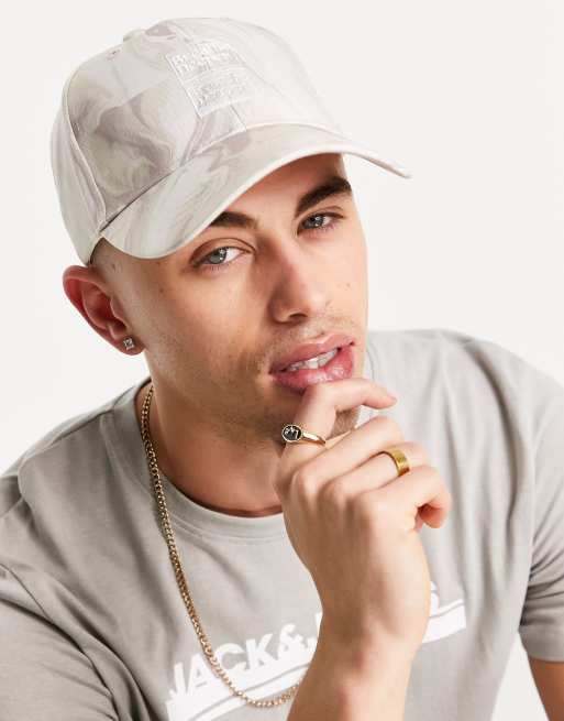 Jack & Jones baseball cap with marble wash in beige