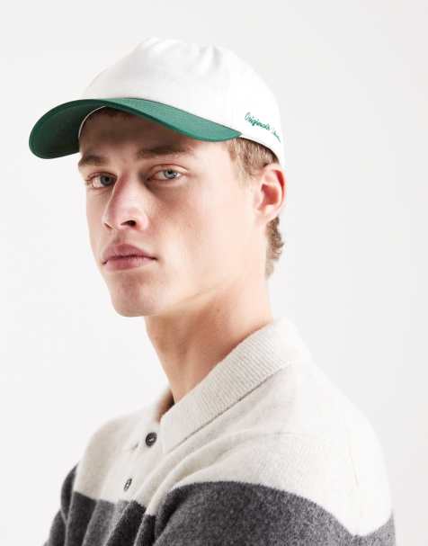 Jack & Jones – Baseballkappe in Wollweiß und Grün - view 1