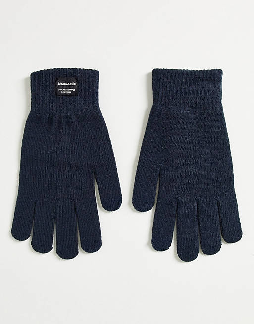 Jack & Jones basic knitted gloves in navy