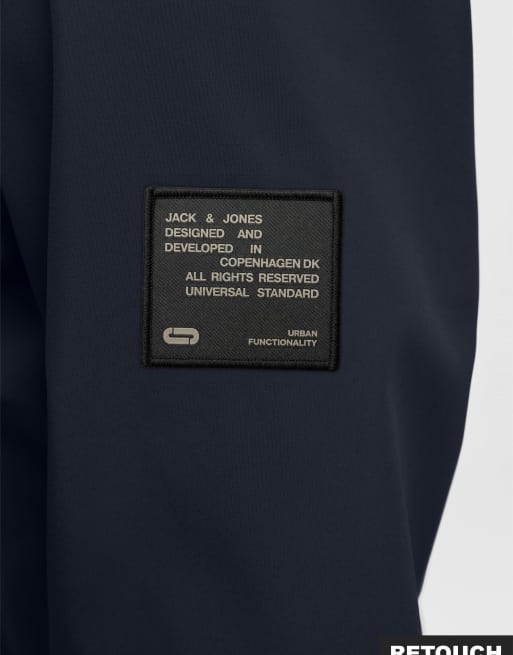 Jack & Jones Basic water-resistant ribbed hooded light jacket in blue, 4 of 7