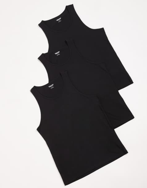 Jack & Jones basics 3 pack tank tops in black - view 1