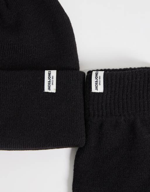 Jack & Jones beanie and gloves gift set in black, 2 of 3