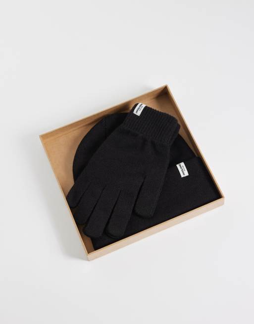Jack & Jones beanie and gloves gift set in black, 3 of 3