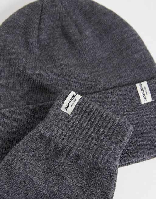 Jack & Jones beanie and gloves gift set in gray, 2 of 3