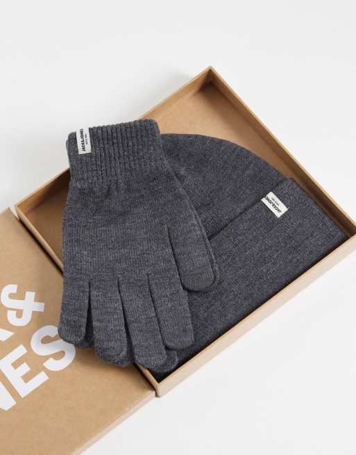 Jack & Jones beanie and gloves gift set in gray, 3 of 3