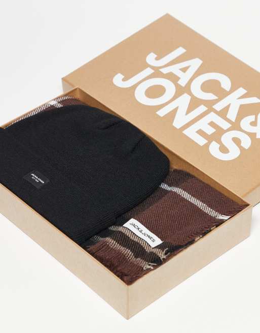 Jack & Jones beanie and scarf gift box in burgundy, 2 of 3