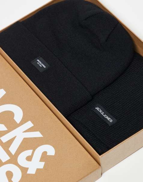 Jack & Jones beanie and scarf gift set in black - view 1