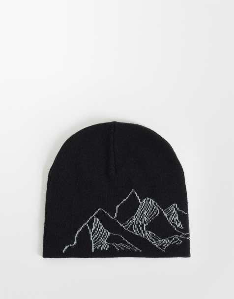 Jack & Jones beanie with mountain print in black - view 1
