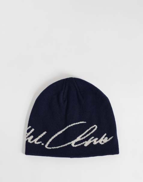 Jack & Jones beanie with script logo in navy - view 1