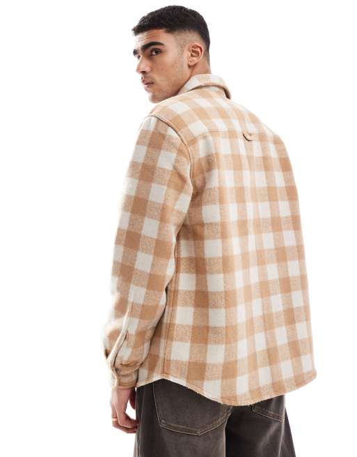 Jack & Jones - Beige børstet kraftig overskjorte med tern , 2 af 4