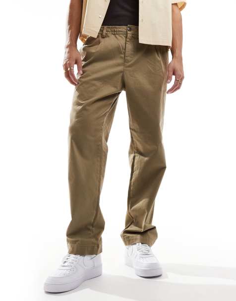 Jack & Jones – Beige chinos i dra på-modell med veck framtill och ledig passform - view 1