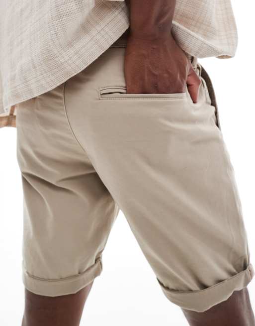 Jack & Jones – Beige chinoshorts med uppvikt fåll, 5 av 5