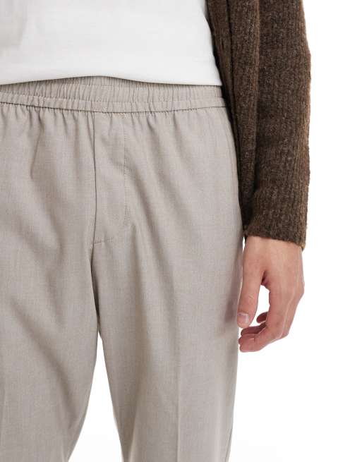 Jack & Jones - Beige elegante tapered bukser med løbesnor i løstsiddende pasform, 4 af 5