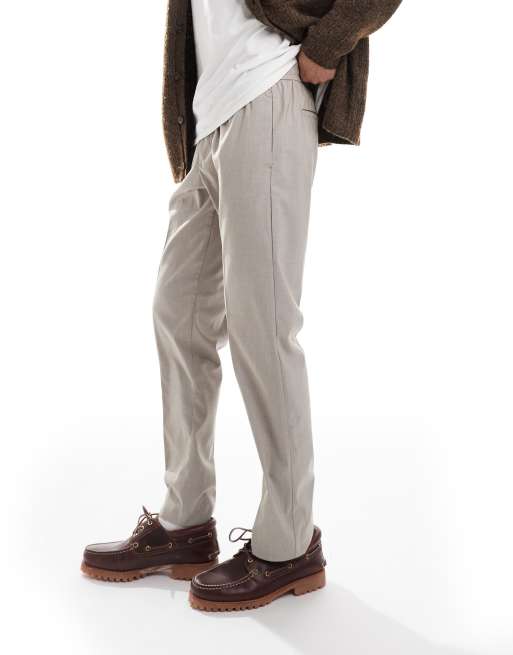 Jack & Jones - Beige elegante tapered bukser med løbesnor i løstsiddende pasform, 5 af 5