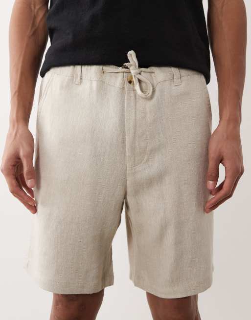 Jack & Jones – Beige, lediga shorts i linnerikt tyg med dragsko, 4 av 5