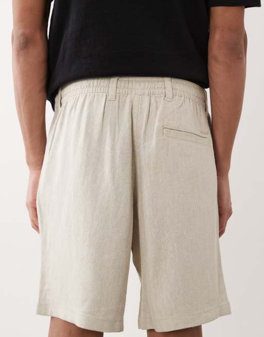 Jack & Jones – Beige, lediga shorts i linnerikt tyg med dragsko, 5 av 5