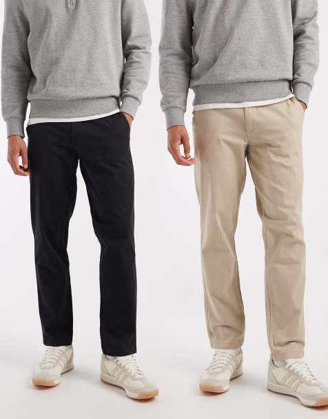 Jack & Jones – Beige, marinblå chinos med raka ben, 2-pack - view 1