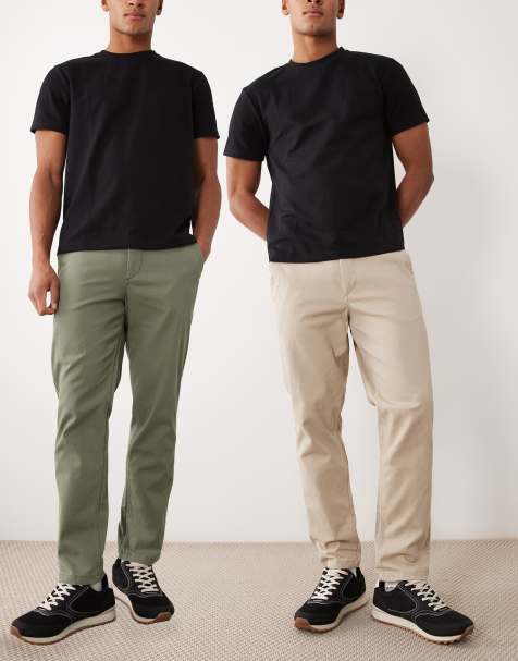 Jack & Jones – Beige och kakigröna chinos med raka ben, 2-pack - view 1