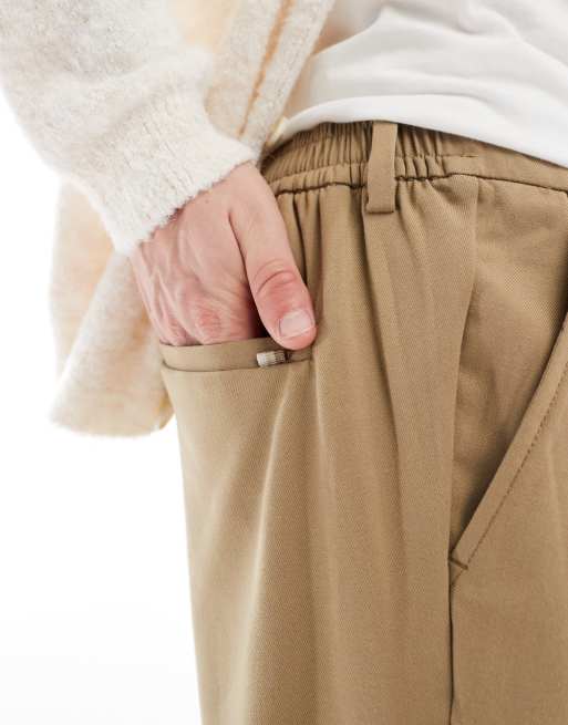 Jack & Jones - Beige og elegante bukser med brede ben og læg foran, 3 af 5