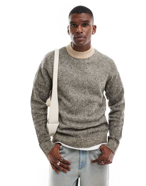 Jack & Jones - Beige og sort trøje med rund hals og nopper - view 1