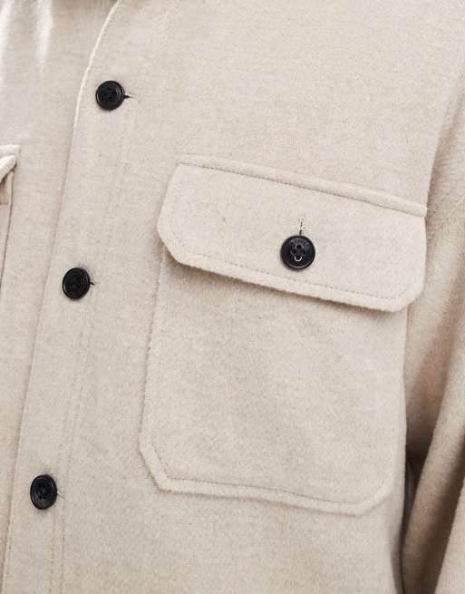 Jack & Jones – Beige overshirt i kraftig, borstad twill, 3 av 4